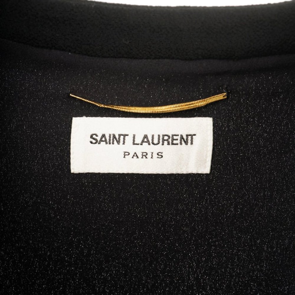 SAINT LAURENT SHORT SLEEVE MINI DRESS WITH BOW TIE AND EMBELLISHED BUTTONS - Picture 5 of 5